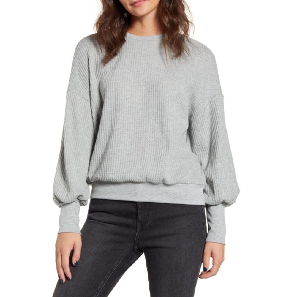 Project Social T Grey Silas Puff Sleeve Sweater Size XS
